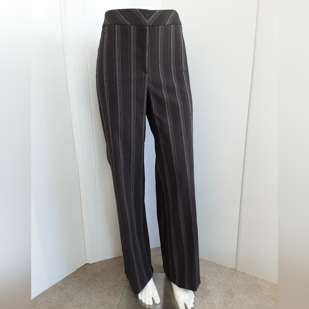 Peace of Cloth Particular Dark Chocolate|Silver Stripe Straight Leg Pant Sz 12T